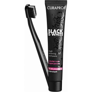CURAPROX black is white Kohlezahnpasta und Bürste